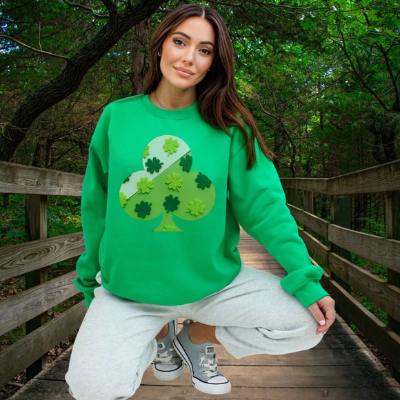 Irish Green Shamrock Sweatshirt for Saint Patrick Day Color Irish Green - Picture 7 of 8